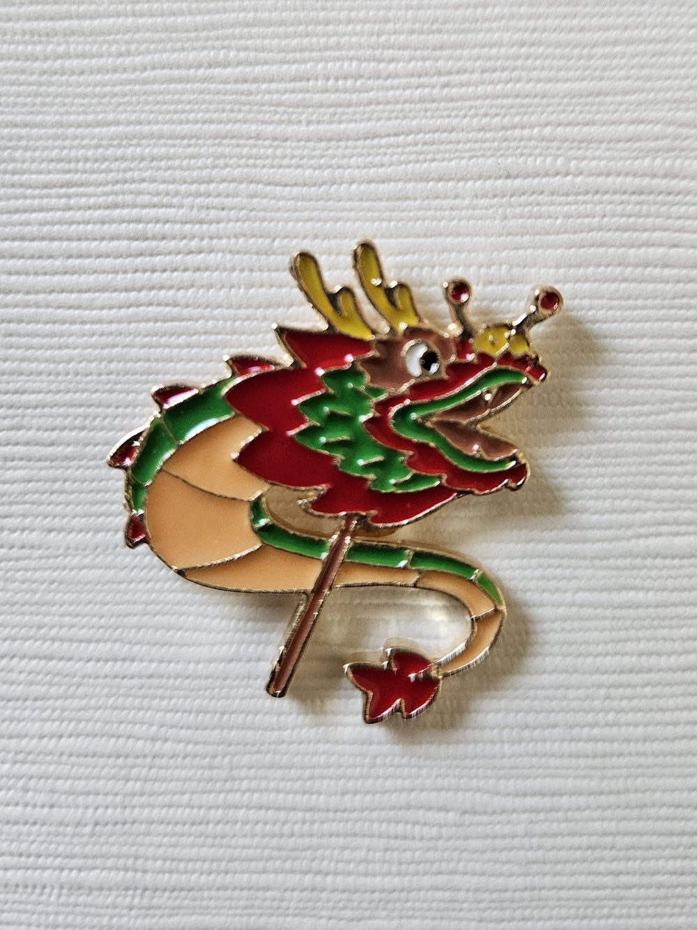 Dragon Pin - 4 For $20 Gold-Tone Red & Green